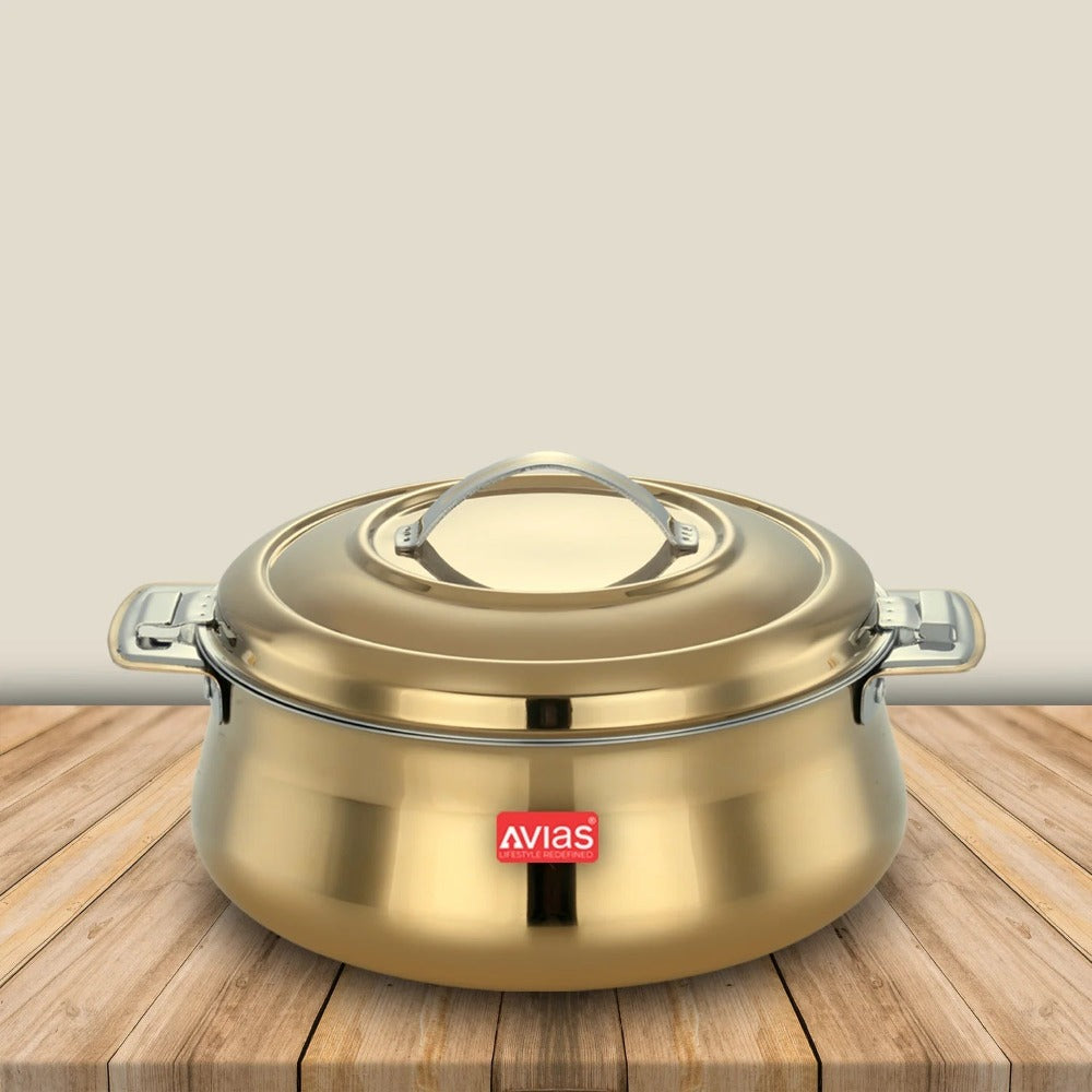 Avias Riara Premium Stainless Steel Casserole | Golden | 1 Pc