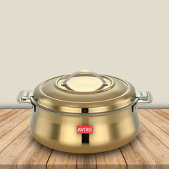 Avias Riara Premium Stainless Steel Casserole | Golden | 1 Pc