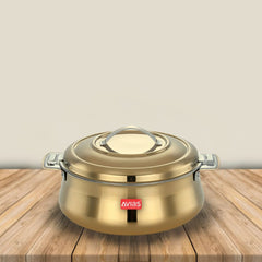 Avias Riara Premium Stainless Steel Casserole | Golden | 1 Pc