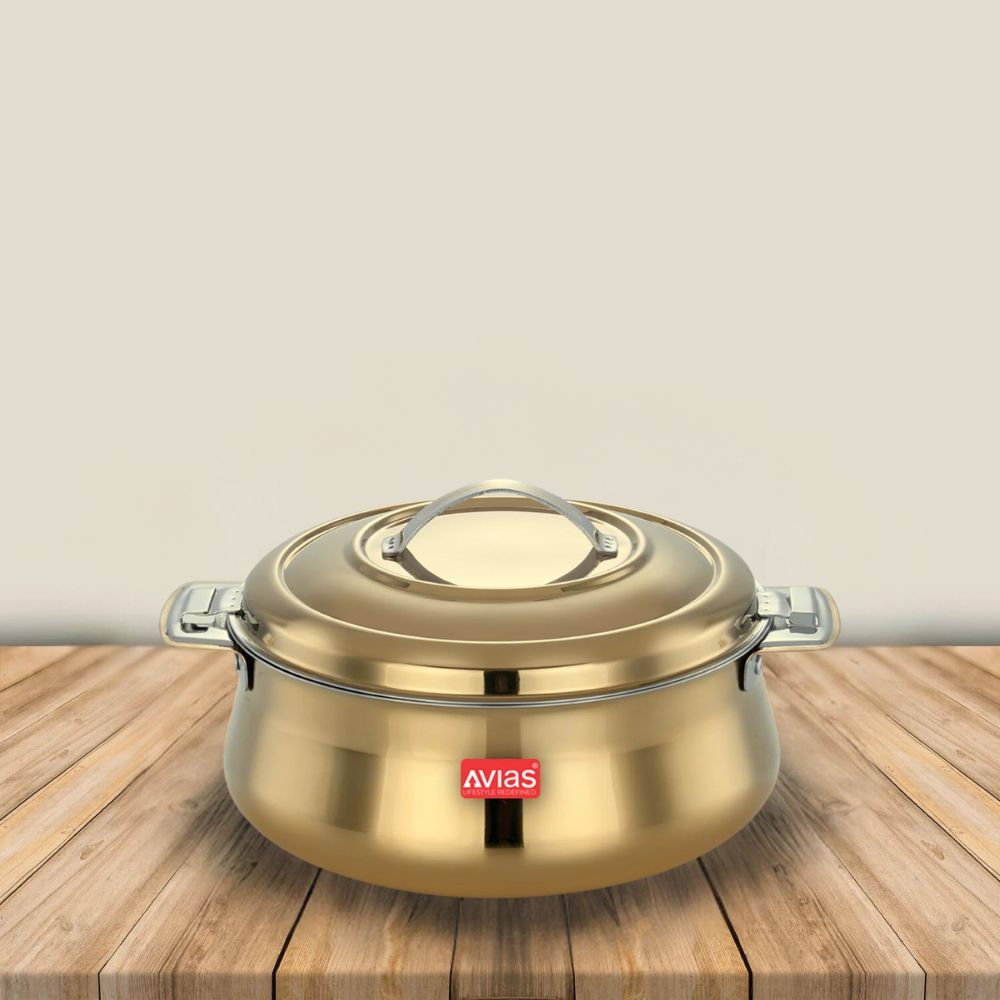 Avias Riara Premium Stainless Steel Casserole | Golden | 1 Pc
