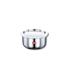 Avias Riara Premium Stainless Steel Tri-Ply Tope With Steel Lid | Gas & Induction Compatible | Silver