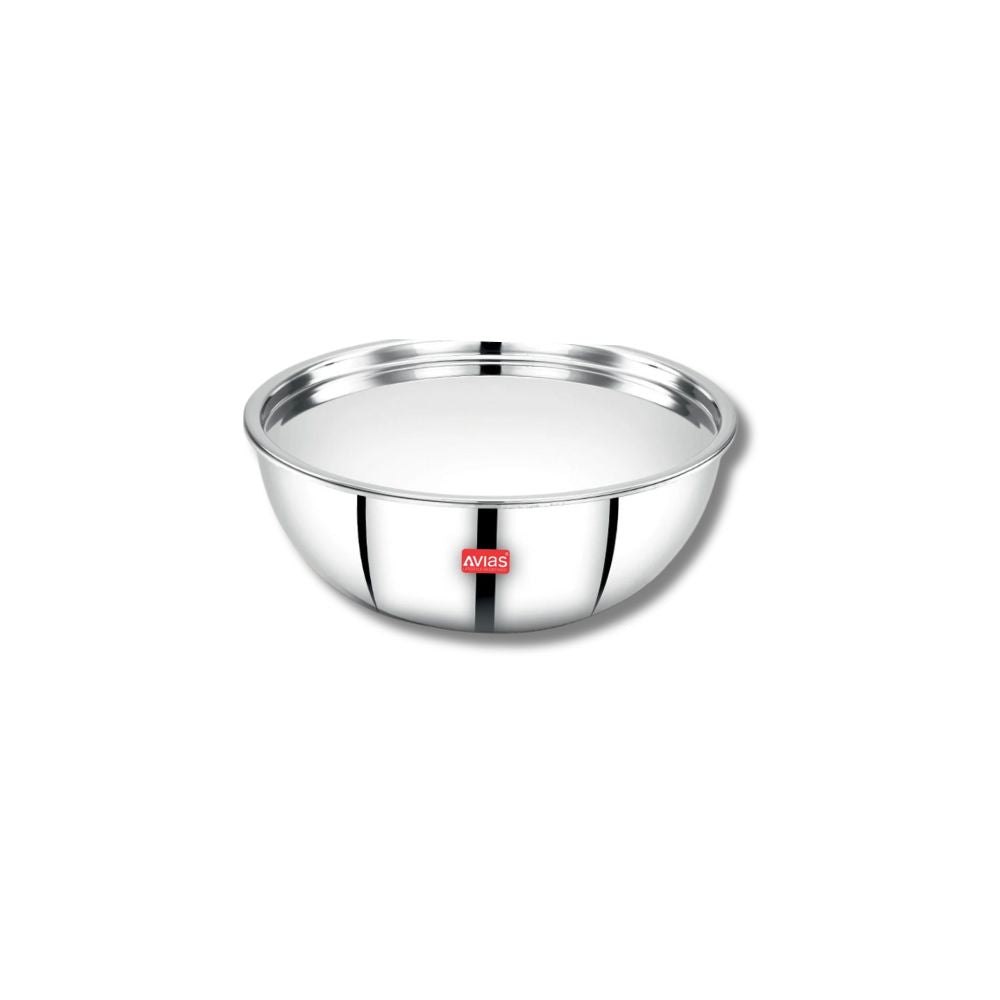 Avias Riara Tri-Ply Stainless Steel Tasla with Lid | Gas & Induction Compatible | Silver
