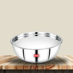 Avias Riara Tri-Ply Stainless Steel Tasla with Lid | Gas & Induction Compatible | Silver