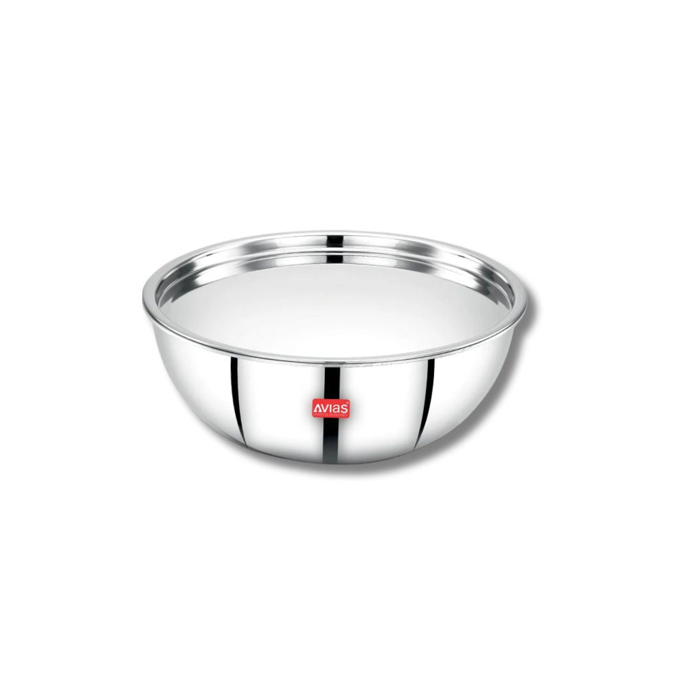 Avias Riara Tri-Ply Stainless Steel Tasla with Lid | Gas & Induction Compatible | Silver