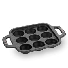 Avias Cast Iron Cavity Kuzhi Paniyaram Pan | 9 Cups | Black