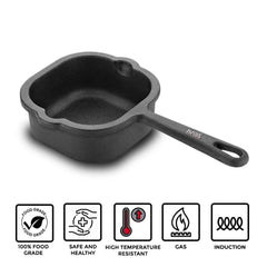 Avias Cast Iron 12 cm Tadka Pan | Gas & Induction Compatible | Black