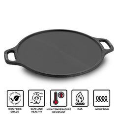 Avias Cast Iron Dosa Tawa Pan | Gas & Induction Compatible | Black