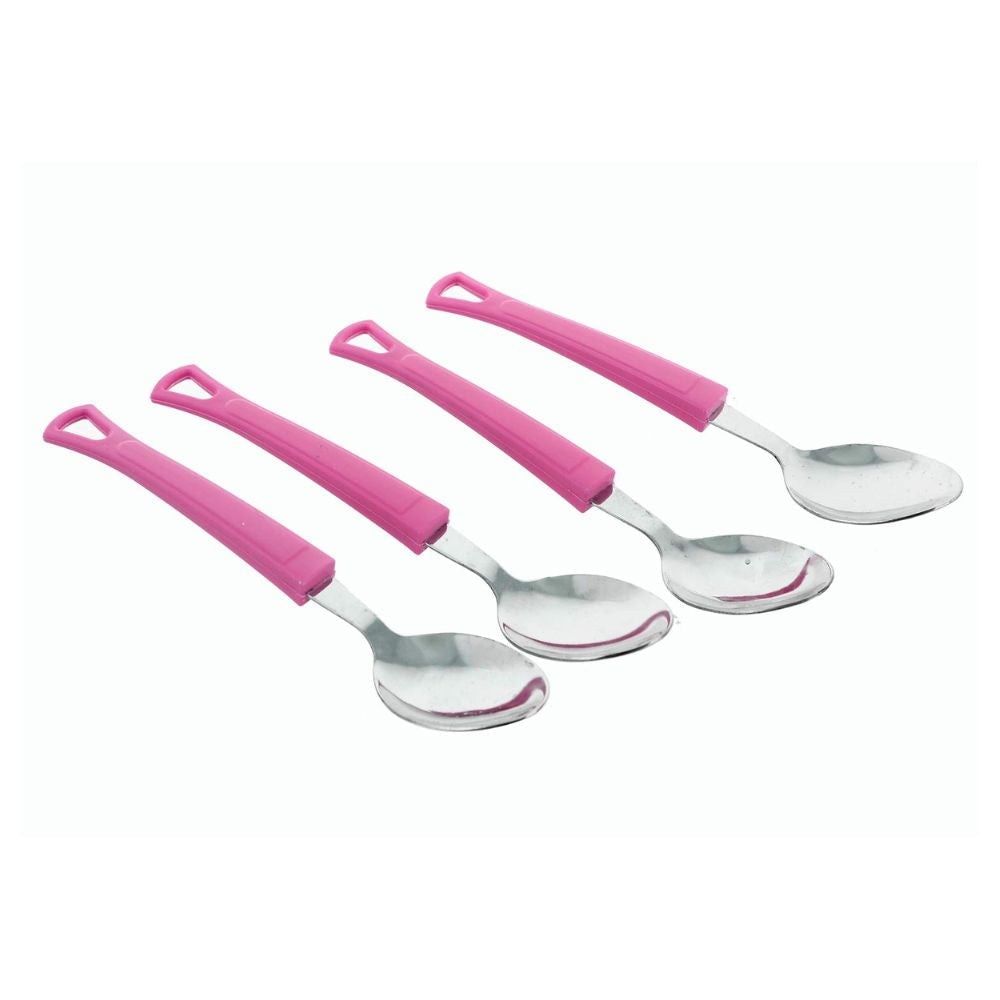 Ankur Swastic Cutlery Set | Stainless Steel & Plastic | Pink | Set of 24 Pcs