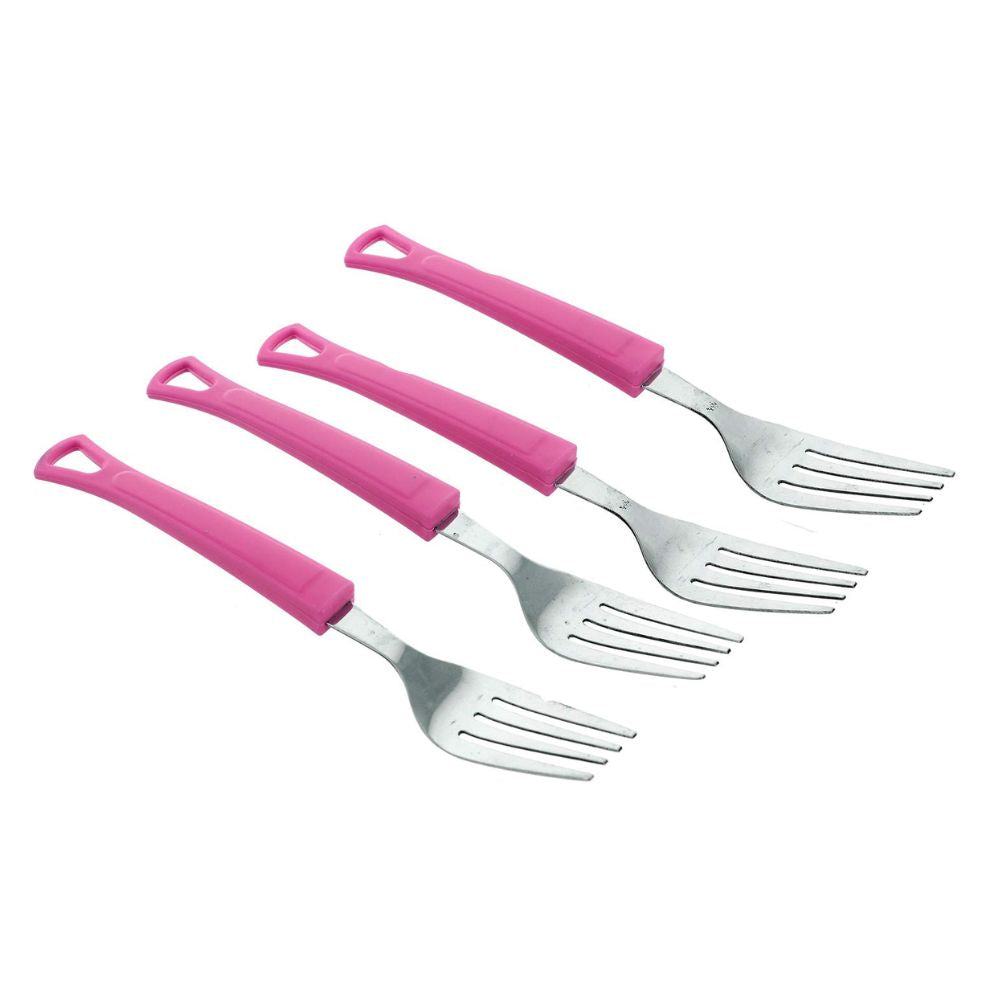 Ankur Swastic Cutlery Set | Stainless Steel & Plastic | Pink | Set of 24 Pcs