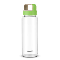 Borosil Crysto Wide 750 ML Borosilicate Glass Bottle with Blue Lid | Transparent | 1 Pc