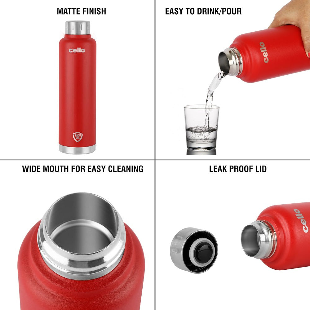 Cello Duro Top Tuff Steel Water Bottle with Durable DTP Coating | 1 Pc