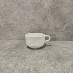 Clay Craft Diamond Plain Cup Saucer Set | White | Set of 12 Pcs