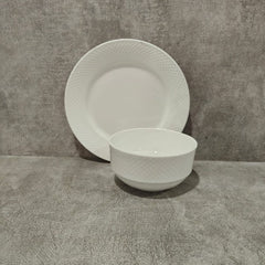 Clay Craft Soup Bowl with Saucer Set | White | Set of 12 Pcs