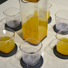Classy Touch Plastic 5 in 1 Square Jug Tumbler Set | Transparent | Set of 5 Pcs