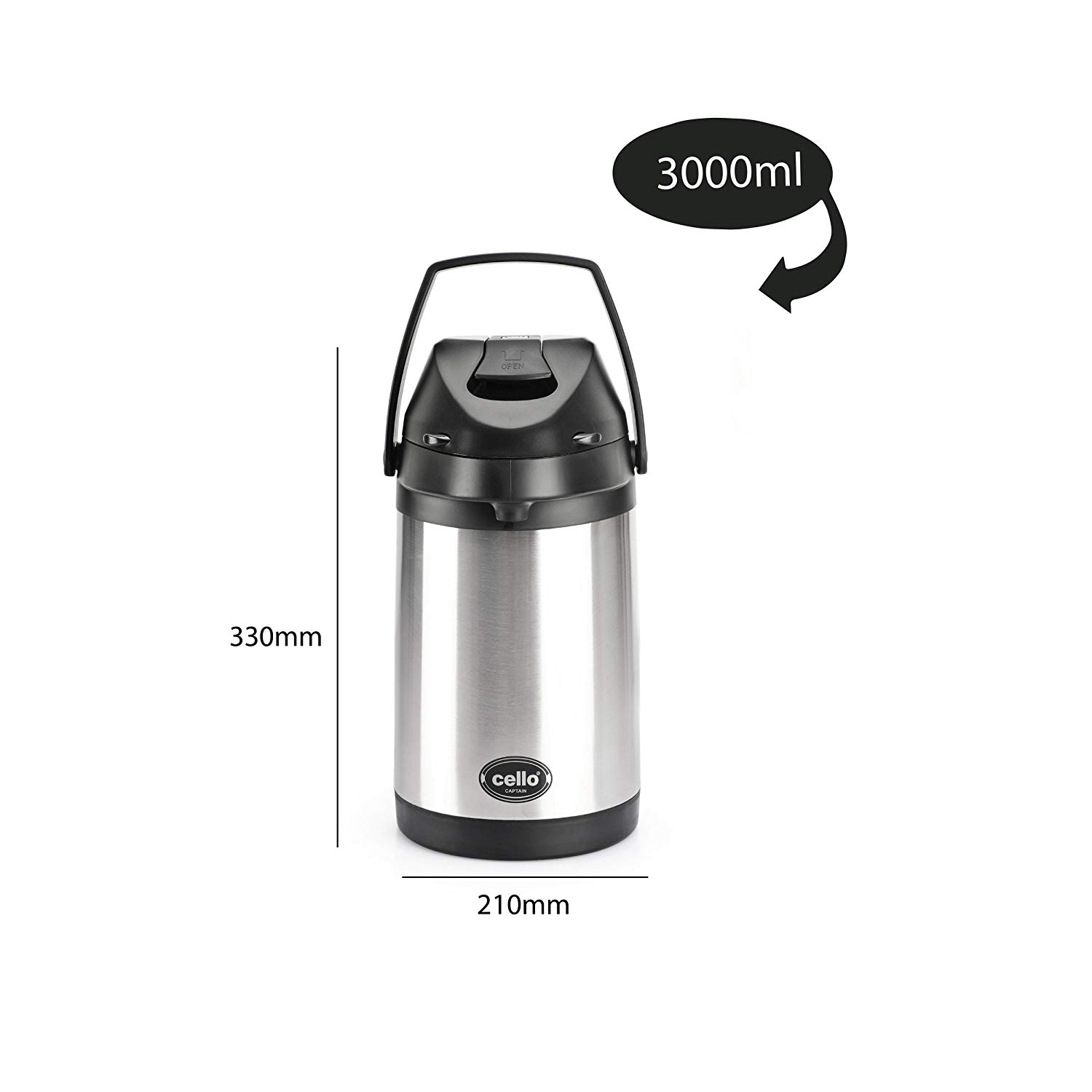 Cello S-VAC Vacuum Insulated Beverage Dispenser | Hot- Cold |Silver