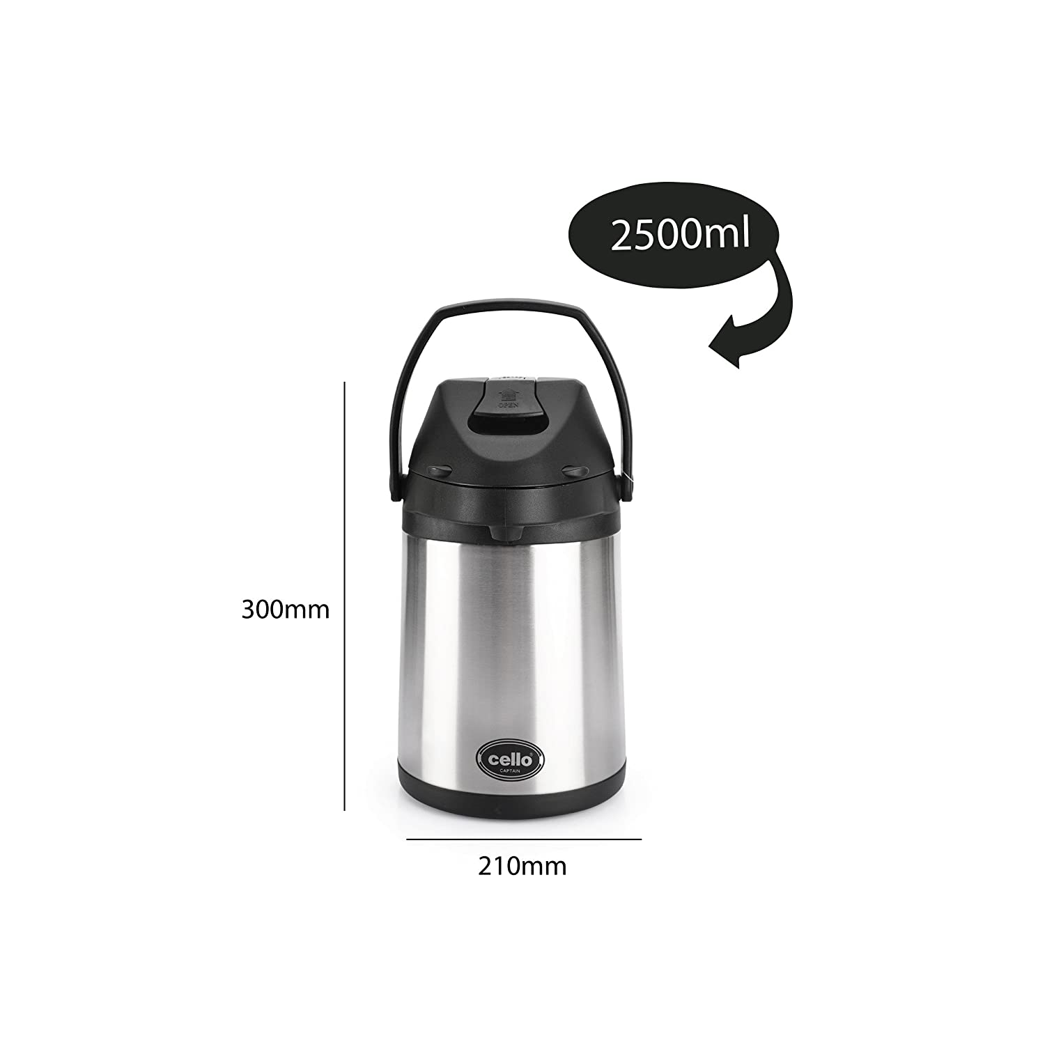 Cello S-VAC Vacuum Insulated Beverage Dispenser | Hot- Cold |Silver
