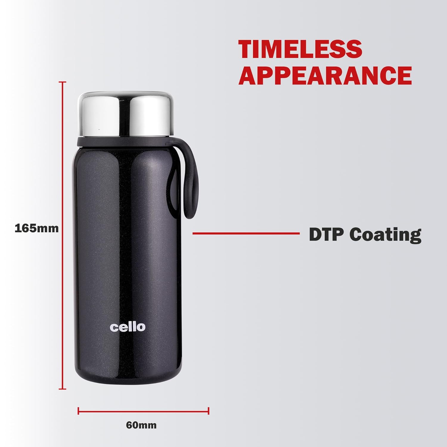 Cello Glitz Thermosteel Flask, 300 ML | 24 Hours Hot and Cold Stainless Steel Bottle | Flask for Tea Coffee | Ideal for Office, Gym, Home, Kitchen, Hiking, Travel Bottle