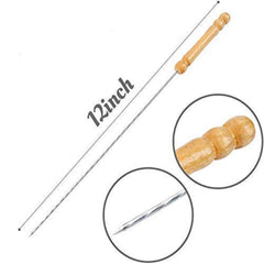 Barbecue 12 Inch Stainless Steel Skewers with Wooden Handle for BBQ Tandoor | Set of 12 Pcs