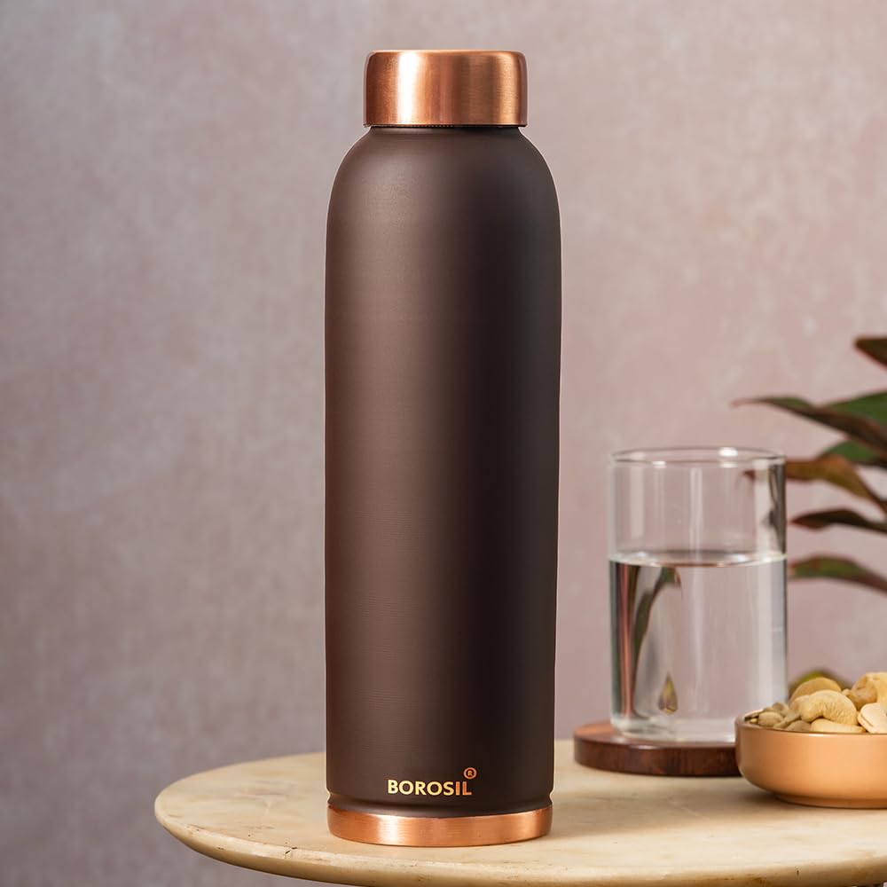 Borosil Eco 1000 ML Powder Coated Matte Finish Copper Bottle | 1 Pc