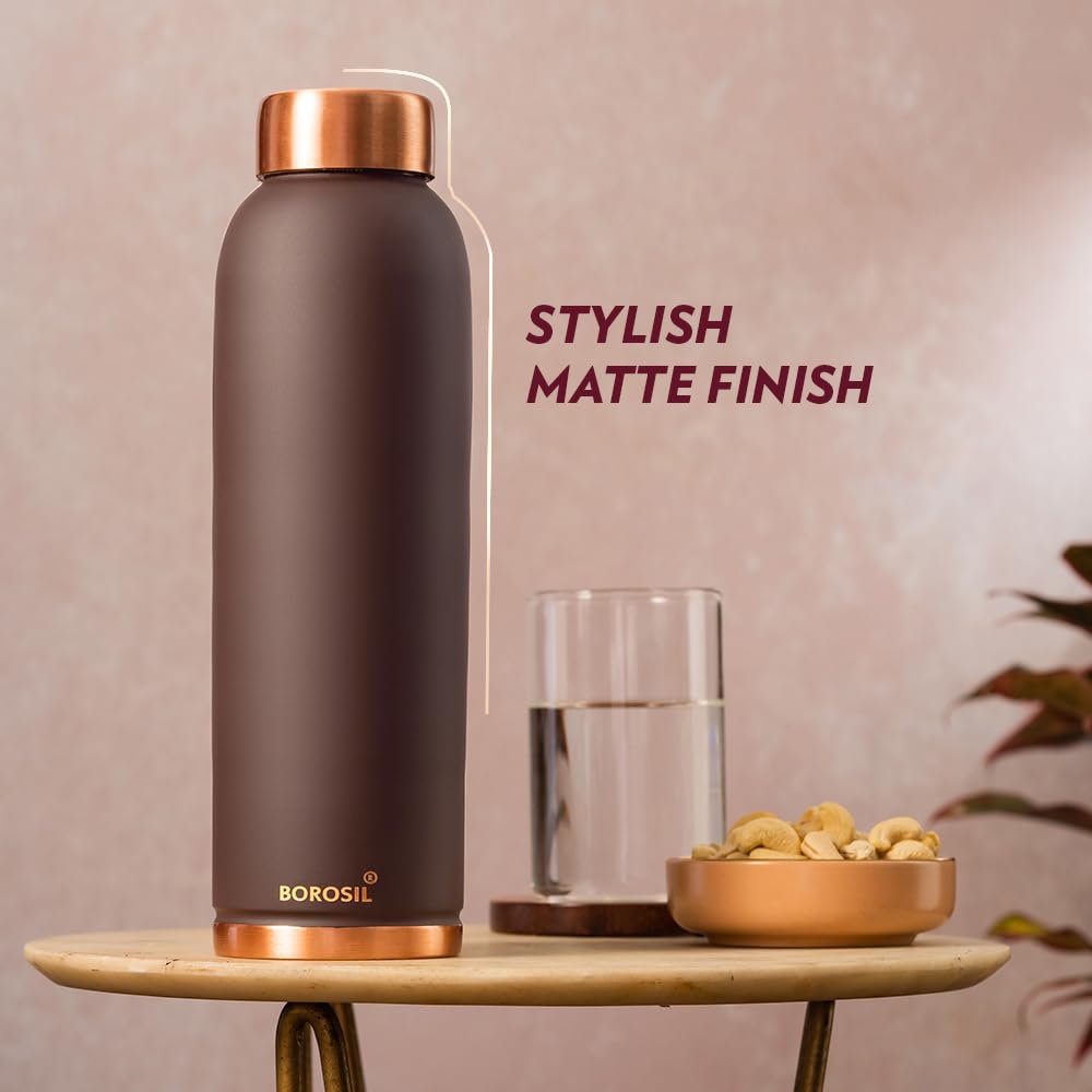 Borosil Eco 1000 ML Powder Coated Matte Finish Copper Bottle | 1 Pc