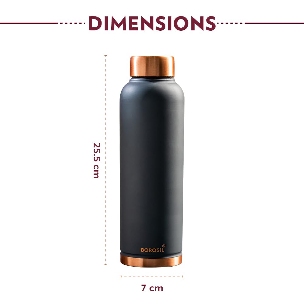Borosil Eco 1000 ML Powder Coated Matte Finish Copper Bottle | 1 Pc
