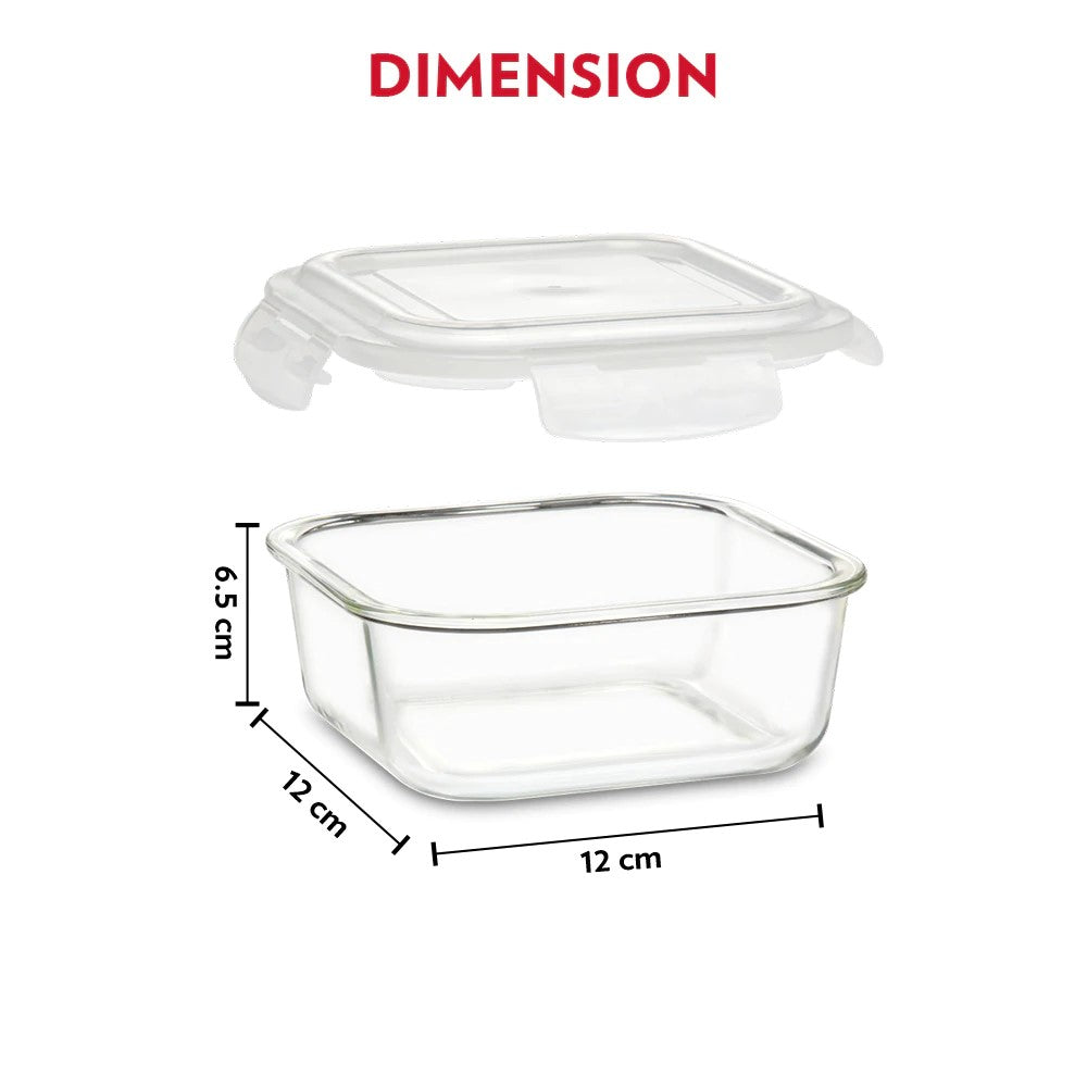 Borosil Store Fresh 320 ML Klip N Store Glass Storage Containers | Transparent | Set of 4 Pcs