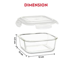 Borosil Store Fresh 320 ML Klip N Store Glass Storage Containers | Transparent | Set of 4 Pcs