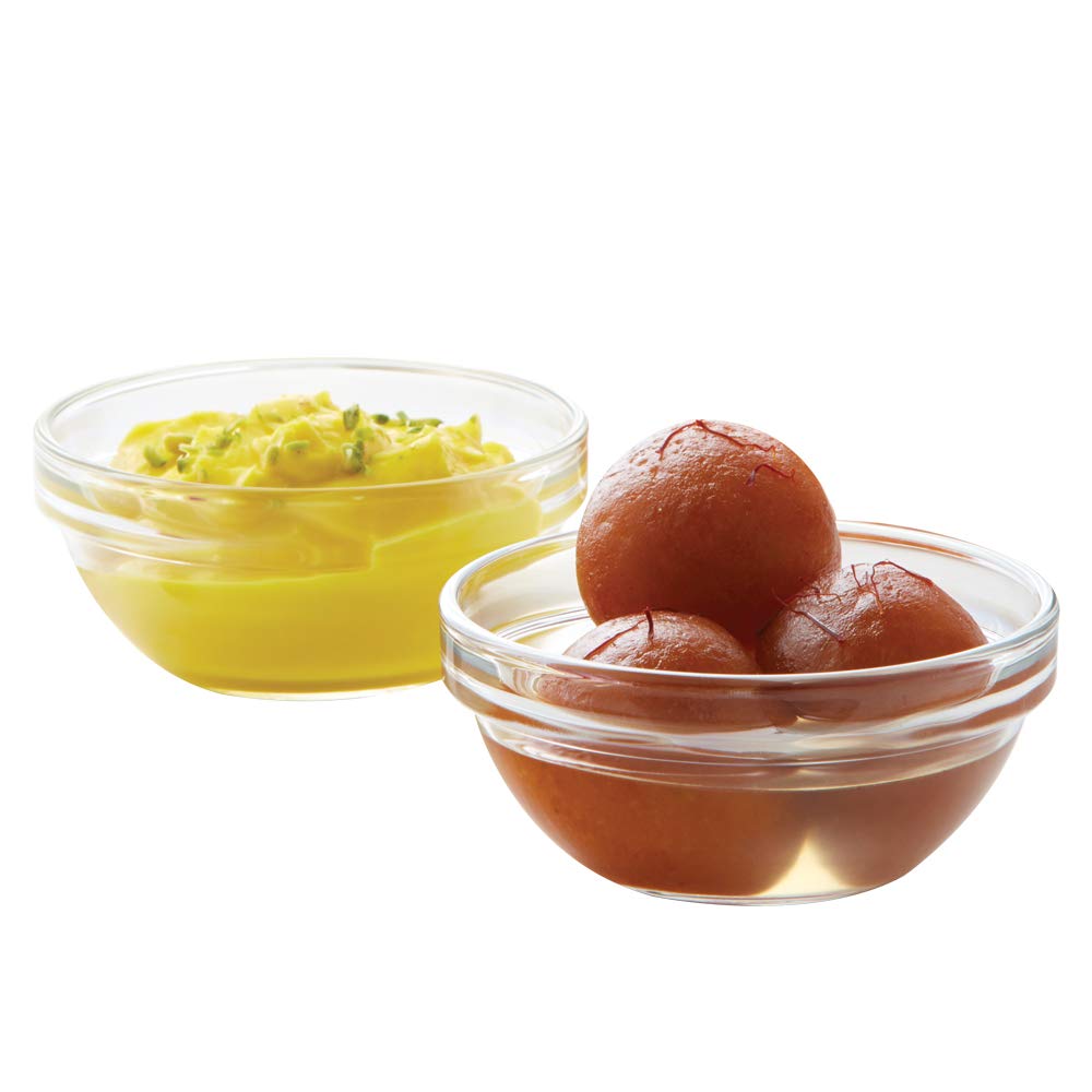 Borosil Stackable Serving Bowls | Oven & Microwave Safe | Transparent | Set of 6 Pcs