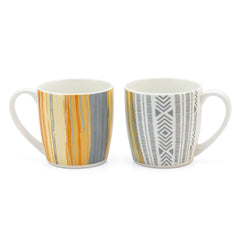 Clay Craft Ceramic Striped 180 ML Coffee & Tea Mug Set | Microwave Safe | Set of 6 Pcs