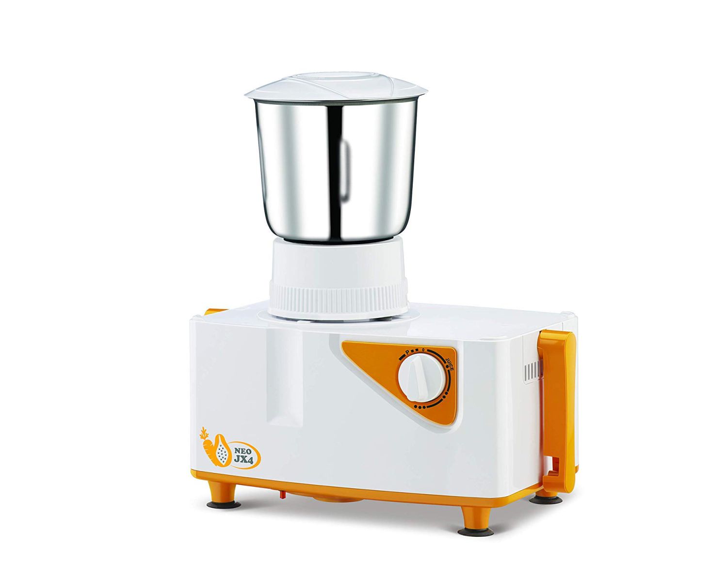 Bajaj Neo JX4 450 Watt Juicer Mixer Grinder with 2 Jars | White & Orange