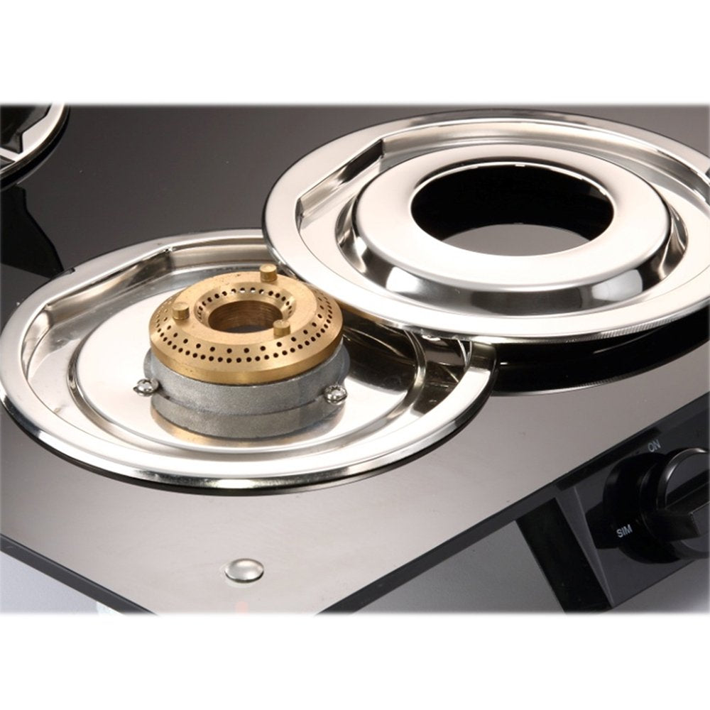 Butterfly Prism Glass 2 Burner Gas Stove | Black
