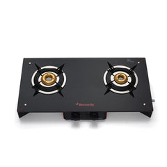 Butterfly Prism Glass 2 Burner Gas Stove | Black
