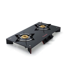 Butterfly Prism Glass 2 Burner Gas Stove | Black