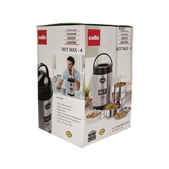 Cello Stainless Steel Insulated Hot Max Tiffin | Silver & Black