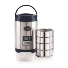 Cello Stainless Steel Insulated Hot Max Tiffin | Silver & Black