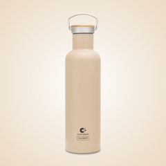 Clay Craft Vacbott Double Walled Hiker Combo Set | 700 ML Water Bottle + 2 Victor Mug | 24 Hours Hot and Cold | Beige | Set of 3 Pcs