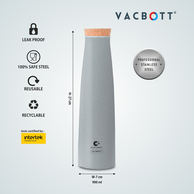 Clay Craft Vacbott Crest Combo Set | Single Walled Non Insulated Water Bottle with Single Walled Victor Mug (2 Pcs) | Set of 3 Pcs