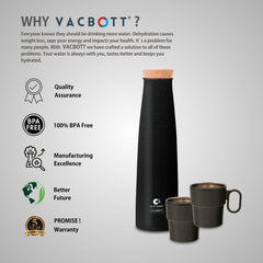 Clay Craft Vacbott Crest Combo Set | Single Walled Non Insulated Water Bottle with Single Walled Victor Mug (2 Pcs) | Set of 3 Pcs