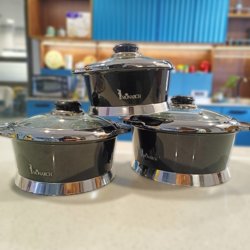 Cello Insulated Hotpot Monarch 3pcs Set | Black| Maroon|