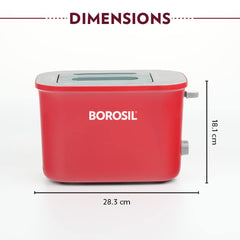 Borosil Krispy 800 Watt Pop-Up Toaster | Red