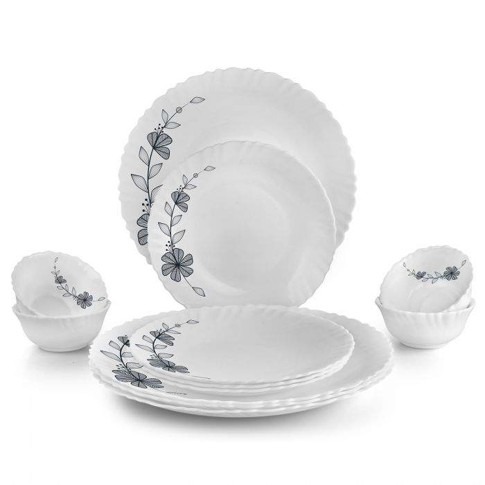 Cello Opalware Dazzle Series Round Dinner Set | Set of 12 Pcs