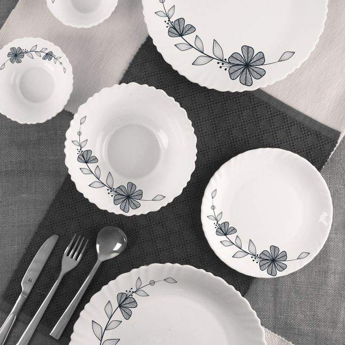 Cello Opalware Dazzle Series Round Dinner Set | Set of 12 Pcs