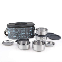 Borosil Carryfresh 4 Containers Stainless Steel Insulated Lunch Box