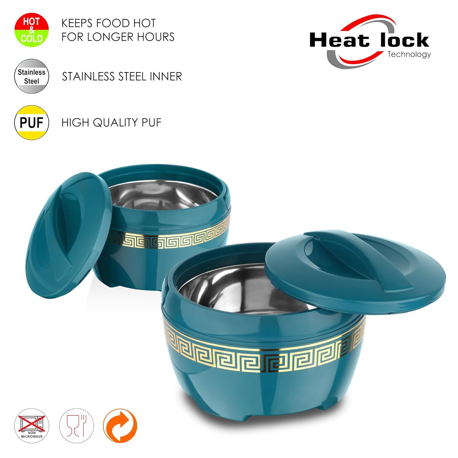 Asian Marco Gold Inner Steel Deluxe Casserole Set | Set Of 2 Pcs