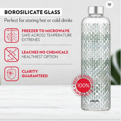 Borosil Artisan Series 550 ML Vista Glass Bottle with Silver Lid | 1 Pc