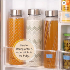 Borosil Artisan Series 550 ML Vista Glass Bottle with Silver Lid | 1 Pc